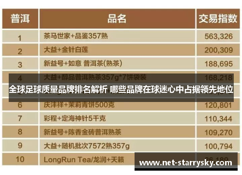 全球足球质量品牌排名解析 哪些品牌在球迷心中占据领先地位