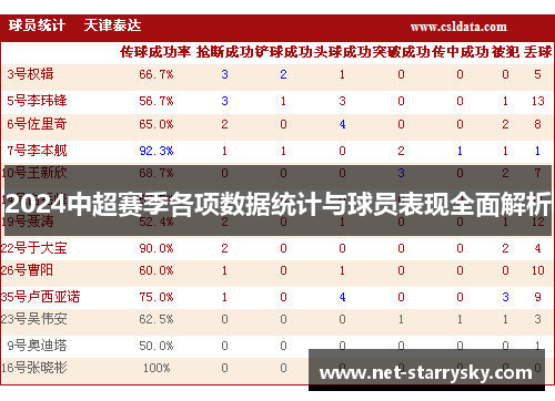 2024中超赛季各项数据统计与球员表现全面解析